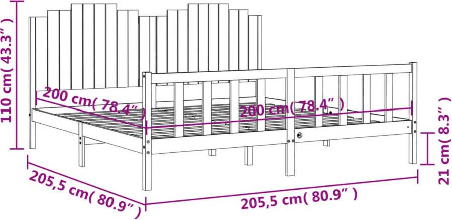 VidaXL -Bedframe-met-hoofdbord-massief-hout-zwart-200x200-cm