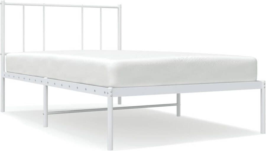 VidaXL -Bedframe-met-hoofdbord-metaal-wit-100x190-cm