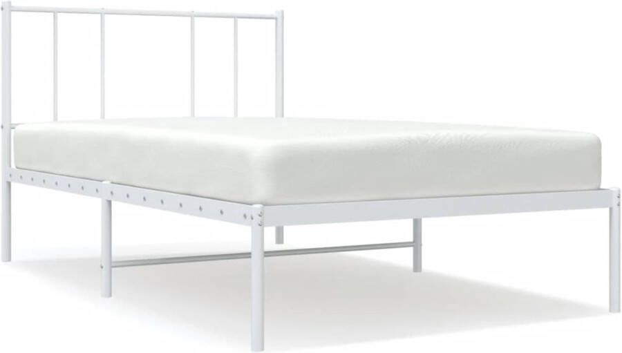 VidaXL -Bedframe-met-hoofdbord-metaal-wit-100x200-cm