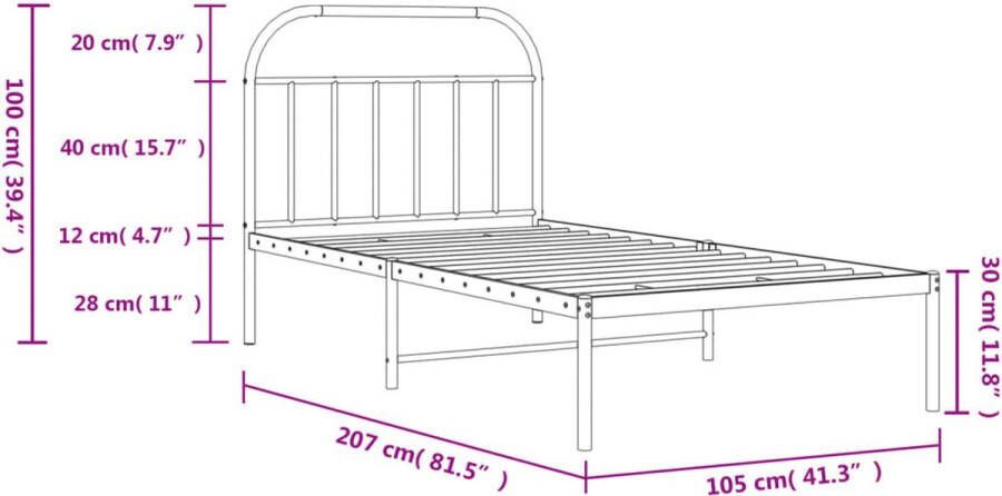 VidaXL -Bedframe-met-hoofdbord-metaal-wit-100x200-cm