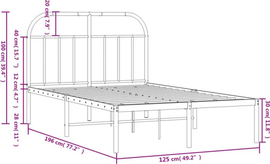 VidaXL -Bedframe-met-hoofdbord-metaal-wit-120x190-cm