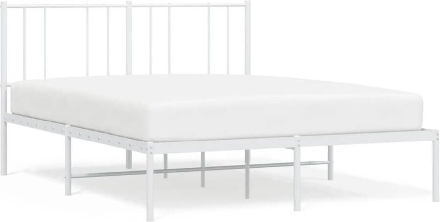 VidaXL -Bedframe-met-hoofdbord-metaal-wit-135x190-cm