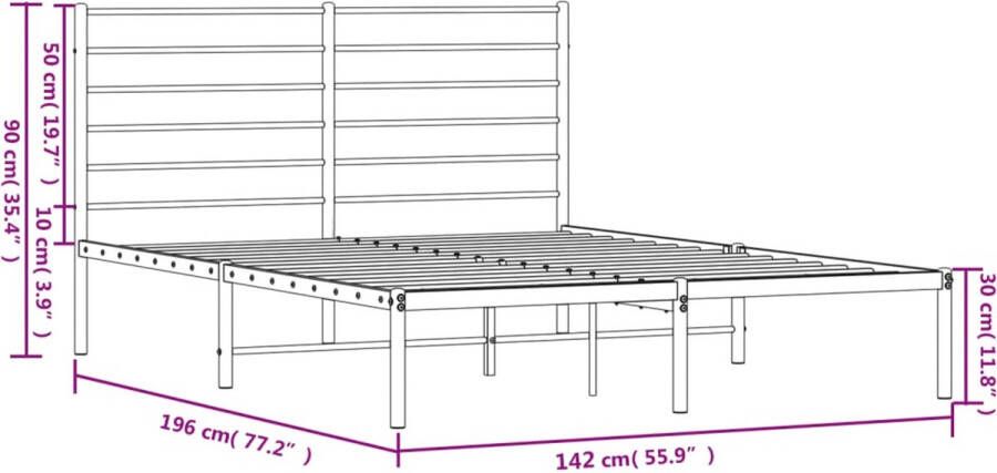 VidaXL -Bedframe-met-hoofdbord-metaal-wit-135x190-cm