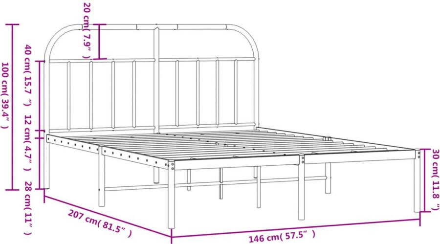 VidaXL -Bedframe-met-hoofdbord-metaal-wit-140x200-cm