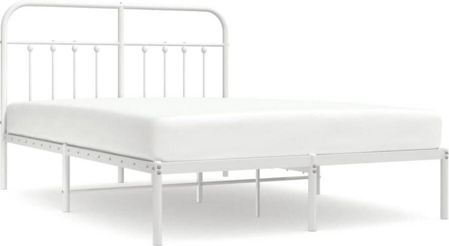 VidaXL -Bedframe-met-hoofdbord-metaal-wit-140x200-cm