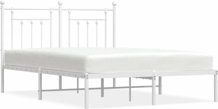 VidaXL -Bedframe-met-hoofdbord-metaal-wit-140x200-cm