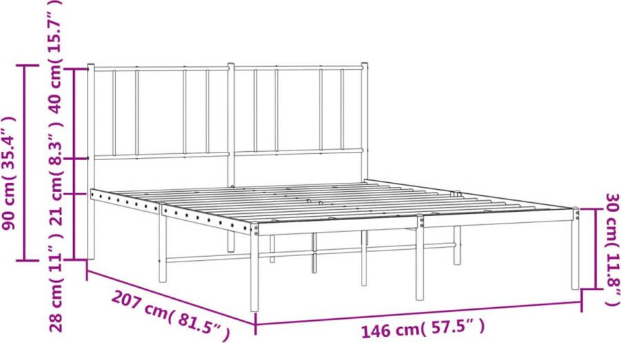 VidaXL -Bedframe-met-hoofdbord-metaal-wit-140x200-cm