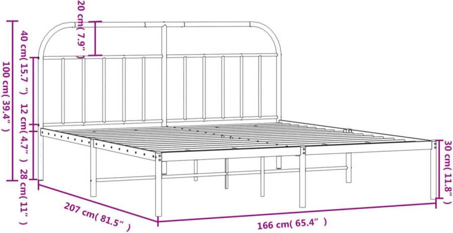 VidaXL -Bedframe-met-hoofdbord-metaal-wit-160x200-cm