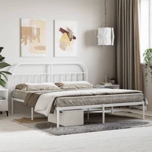 VidaXL Bedframe met hoofdbord metaal wit 183x213 cm
