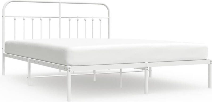 VidaXL -Bedframe-met-hoofdbord-metaal-wit-183x213-cm