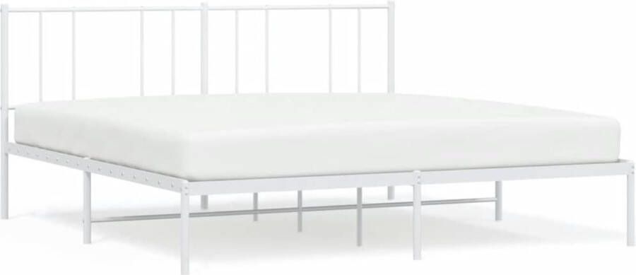 VidaXL -Bedframe-met-hoofdbord-metaal-wit-183x213-cm