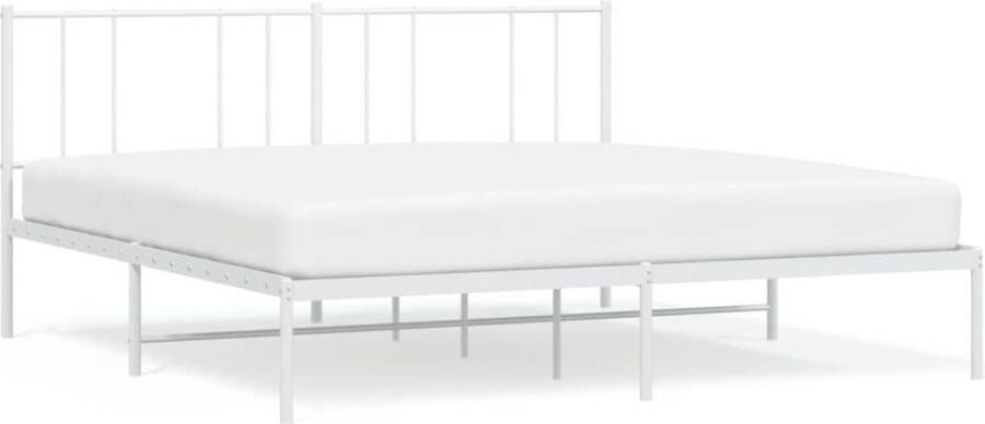 VidaXL -Bedframe-met-hoofdbord-metaal-wit-193x203-cm