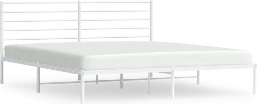 VidaXL -Bedframe-met-hoofdbord-metaal-wit-200x200-cm