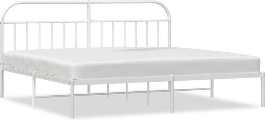 VidaXL -Bedframe-met-hoofdbord-metaal-wit-200x200-cm