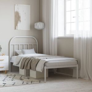 VidaXL Bedframe met hoofdbord metaal wit 80x200 cm