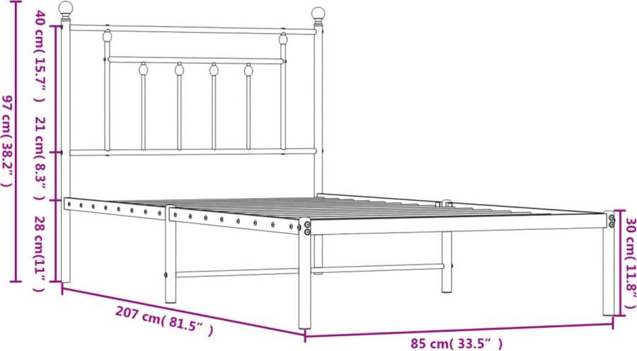 VidaXL -Bedframe-met-hoofdbord-metaal-wit-80x200-cm