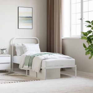 VidaXL Bedframe met hoofdbord metaal wit 90x190 cm