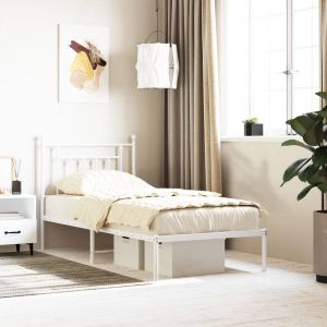 VidaXL Bedframe met hoofdbord metaal wit 90x190 cm