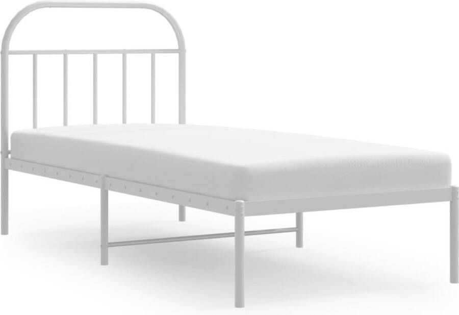 VidaXL -Bedframe-met-hoofdbord-metaal-wit-90x190-cm