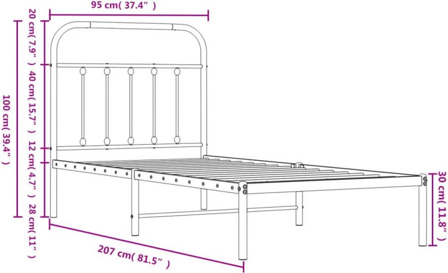 VidaXL -Bedframe-met-hoofdbord-metaal-wit-90x200-cm