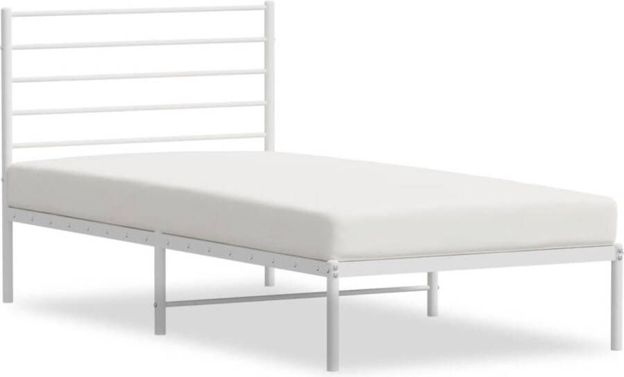 VidaXL -Bedframe-met-hoofdbord-metaal-wit-90x200-cm