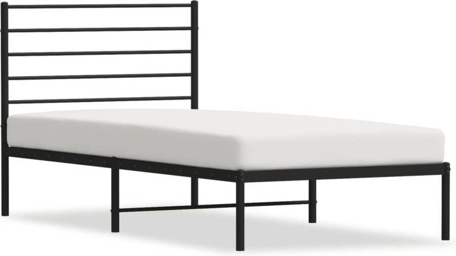 VidaXL -Bedframe-met-hoofdbord-metaal-zwart-107x203-cm