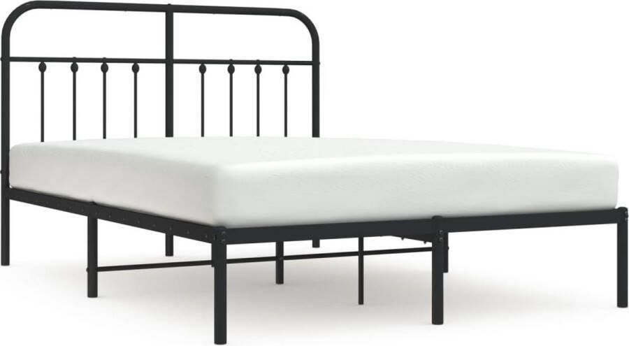 VidaXL -Bedframe-met-hoofdbord-metaal-zwart-135x190-cm