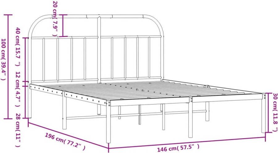 VidaXL -Bedframe-met-hoofdbord-metaal-zwart-140x190-cm