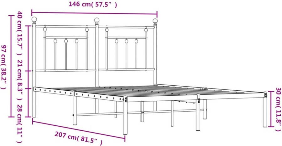 VidaXL -Bedframe-met-hoofdbord-metaal-zwart-140x200-cm