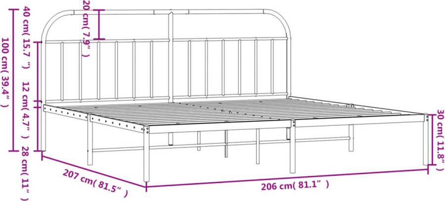 VidaXL -Bedframe-met-hoofdbord-metaal-zwart-200x200-cm