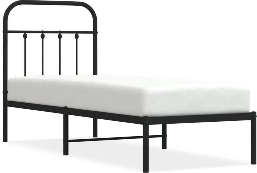 VidaXL -Bedframe-met-hoofdbord-metaal-zwart-75x190-cm