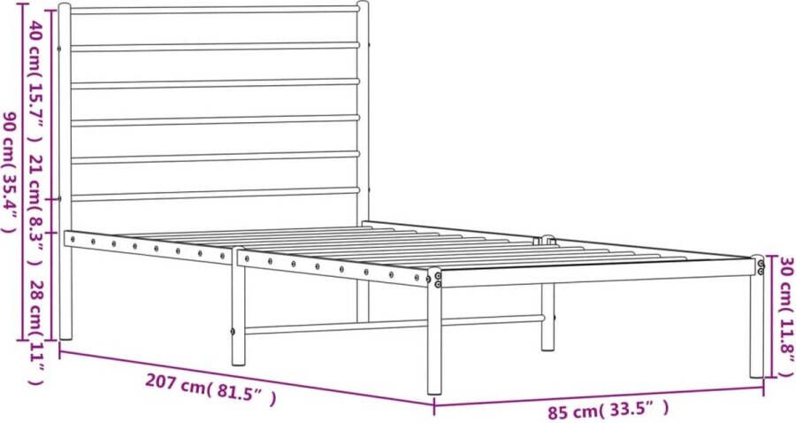 VidaXL -Bedframe-met-hoofdbord-metaal-zwart-80x200-cm