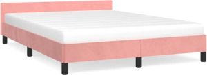VidaXL Bedframe met hoofdeinde fluweel roze 140x190 cm