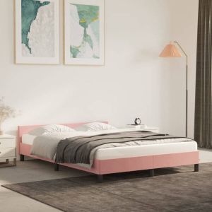 VidaXL Bedframe met hoofdeinde fluweel roze 140x200 cm