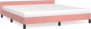 VidaXL Bedframe met hoofdeinde fluweel roze 160x200 cm