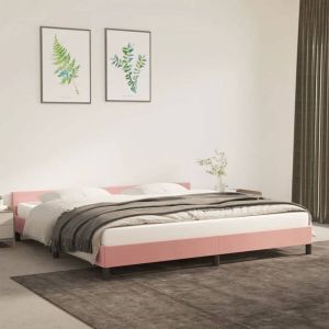 VidaXL Bedframe met hoofdeinde fluweel roze 200x200 cm