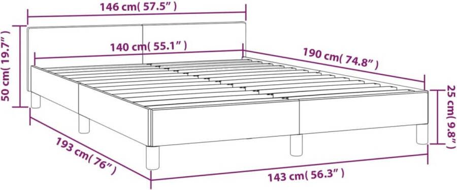 VidaXL Bedframe met hoofdeinde zonder matras 140x190 cm stof blauw