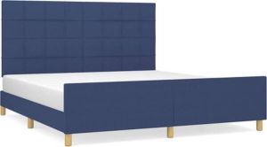 VidaXL Bedframe met hoofdeinde stof blauw 180x200 cm