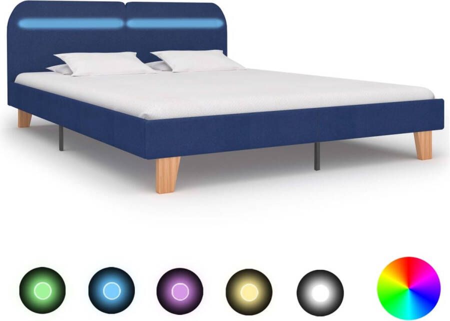 VidaXL -Bedframe-met-LED-stof-blauw-160x200-cm