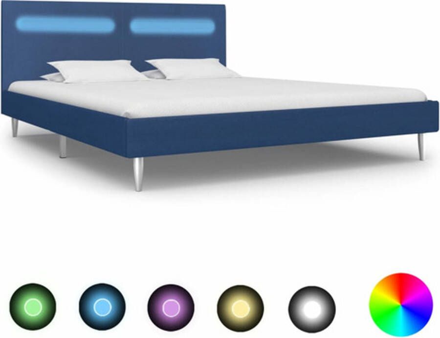 VidaXL -Bedframe-met-LED-stof-blauw-180x200-cm