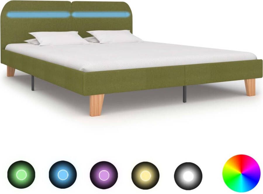 VidaXL -Bedframe-met-LED-stof-groen-180x200-cm