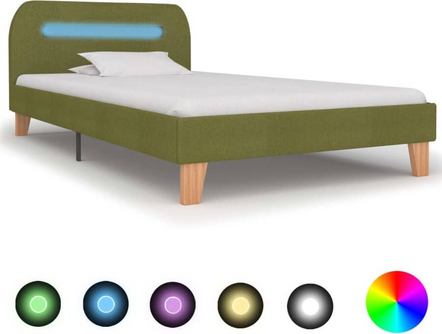 VidaXL -Bedframe-met-LED-stof-groen-90x200-cm