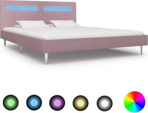 VidaXL Bedframe met LED stof roze 180x200 cm