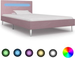 VidaXL Bedframe met LED stof roze 90x200 cm