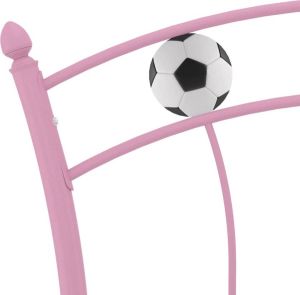 VidaXL Bedframe met voetbaldesign metaal roze 90x200 cm