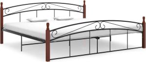 VidaXL Bedframe Metaal En Massief Eikenhout Zwart 200x200 Cm