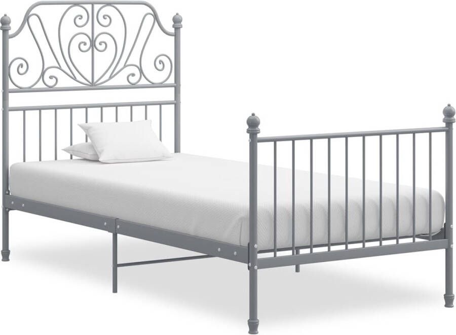 VidaXL Bedframe metaal en multiplex grijs 100x200 cm