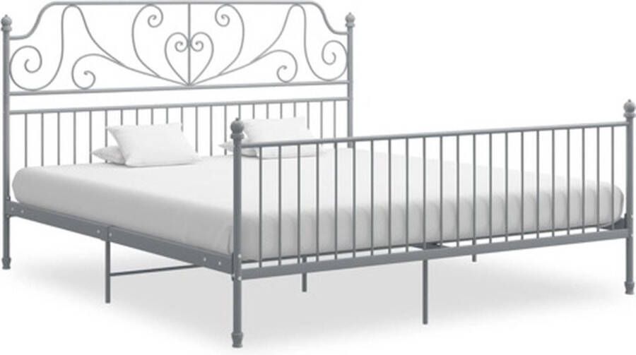 VidaXL Bedframe metaal en multiplex grijs 180x200 cm