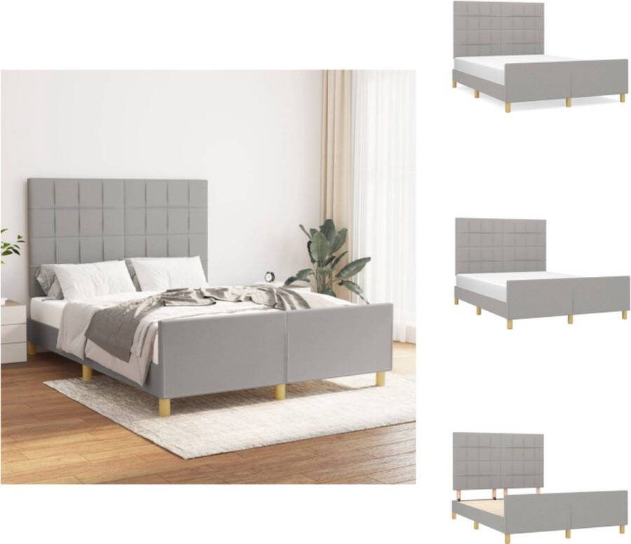 VidaXL Bedframe niet gespecificeerd Bedframes 203x146x118 128 Lichtgrijs Stof (100% polyester) massief larikshout multiplex Bed