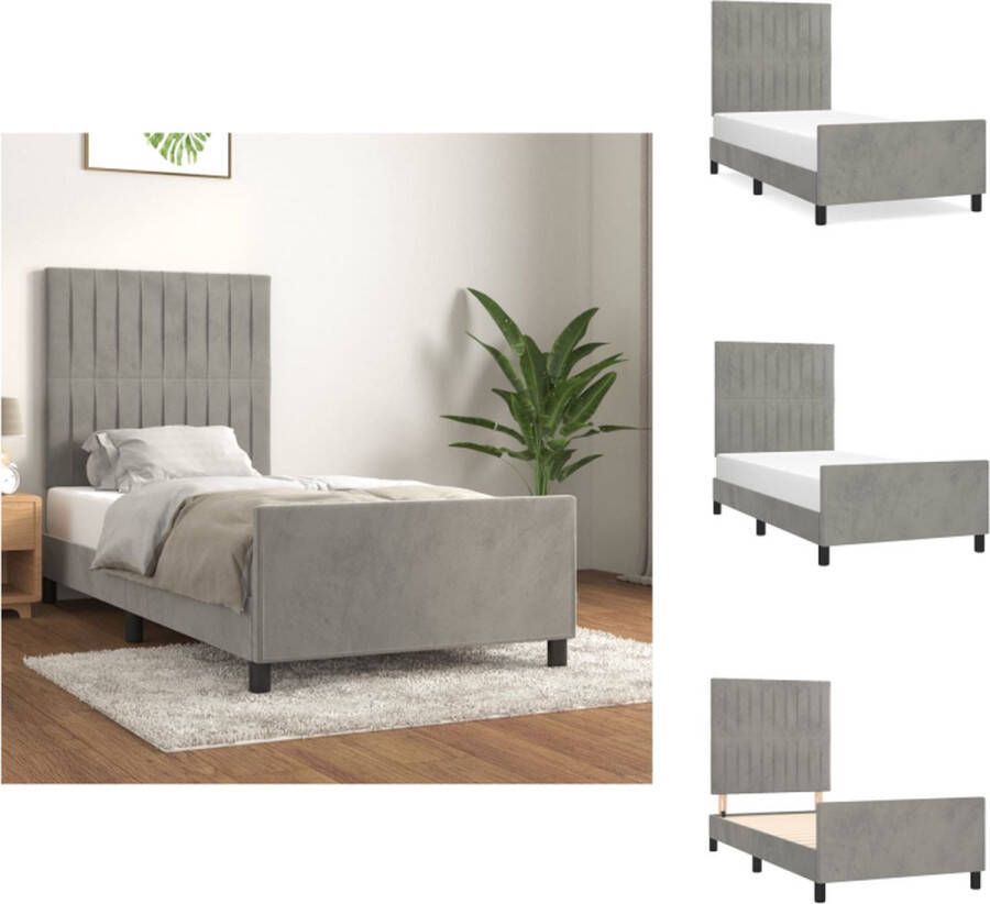 VidaXL Bedframe Premier Bedden 203x93x118 128 cm Lichtgrijs Verstelbaar hoofdeinde Bed